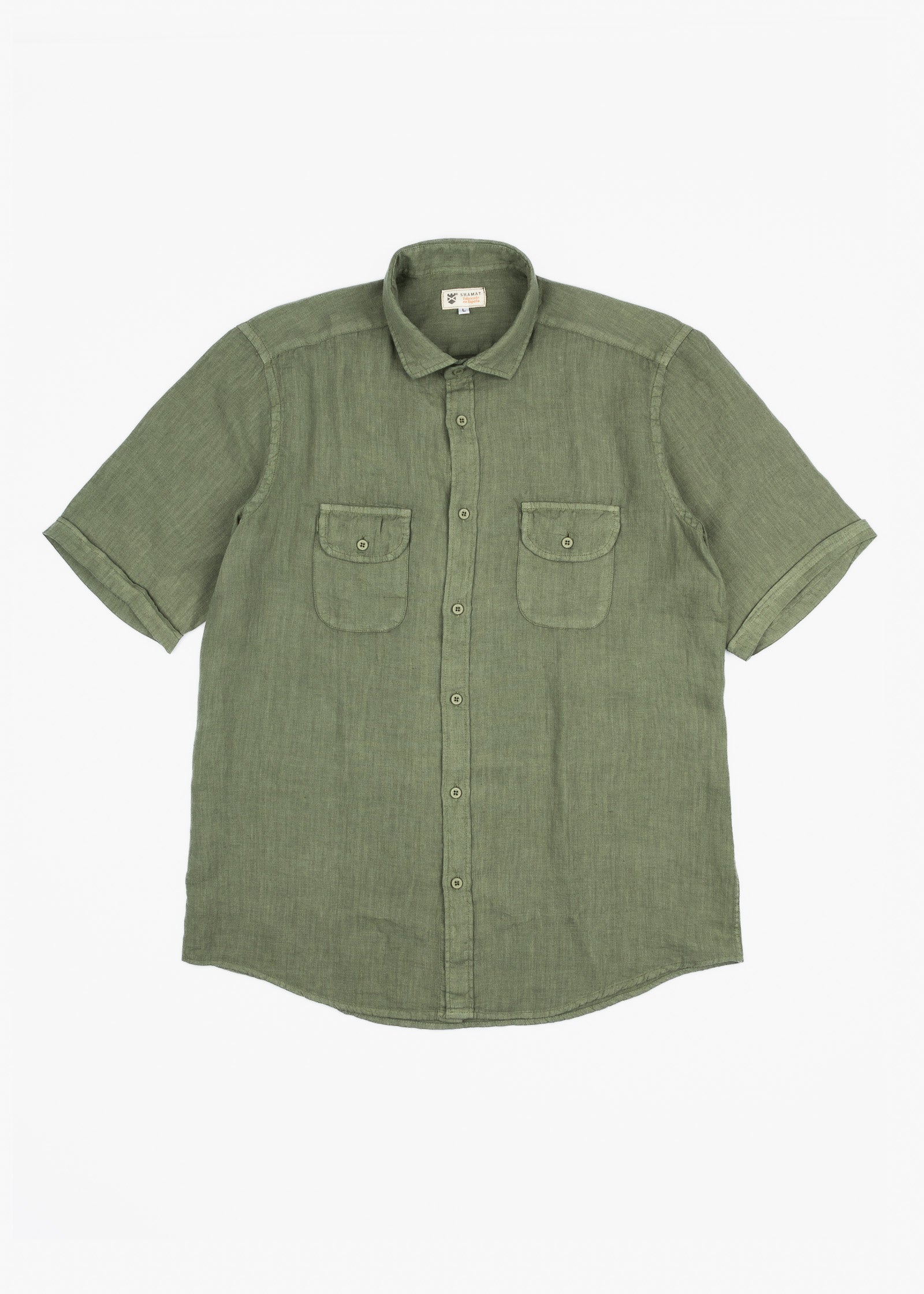 CAMISA LINO BOLSILLOS M/CORTA