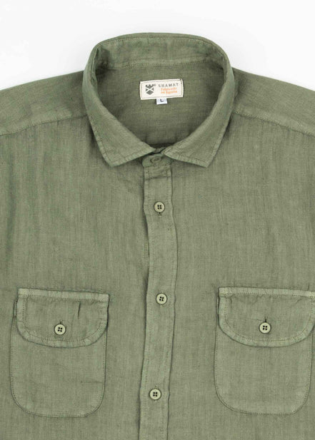 CAMISA LINO BOLSILLOS M/CORTA