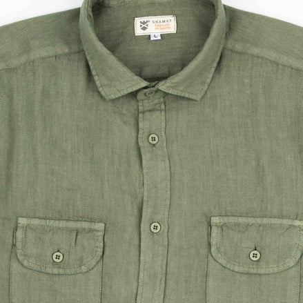 CAMISA LINO BOLSILLOS M/CORTA