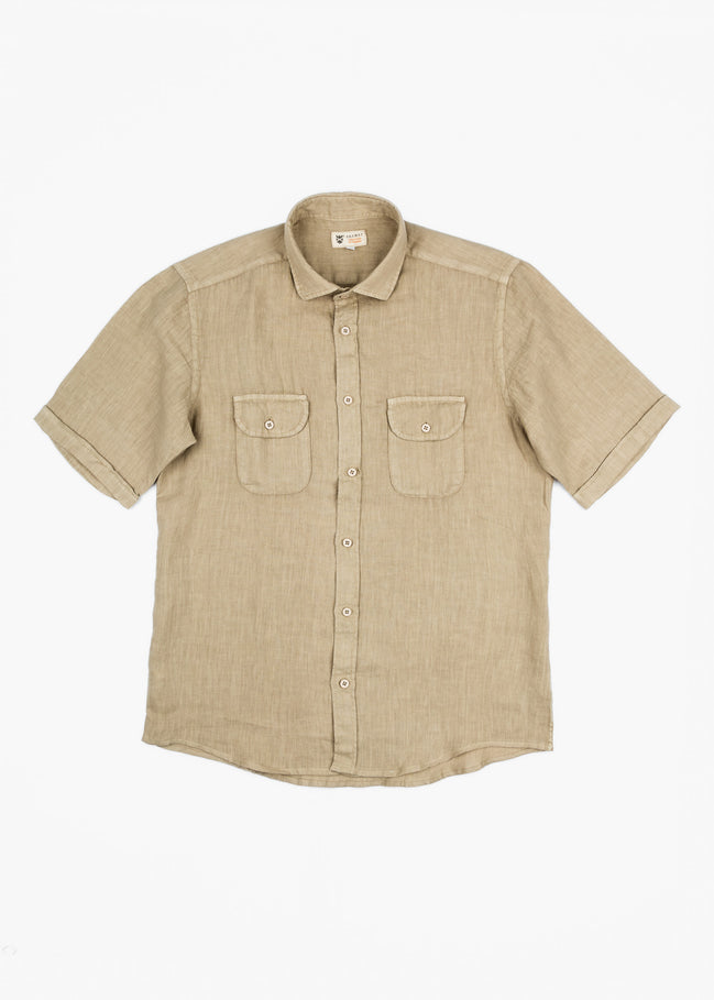 CAMISA LINO BOLSILLOS M/CORTA