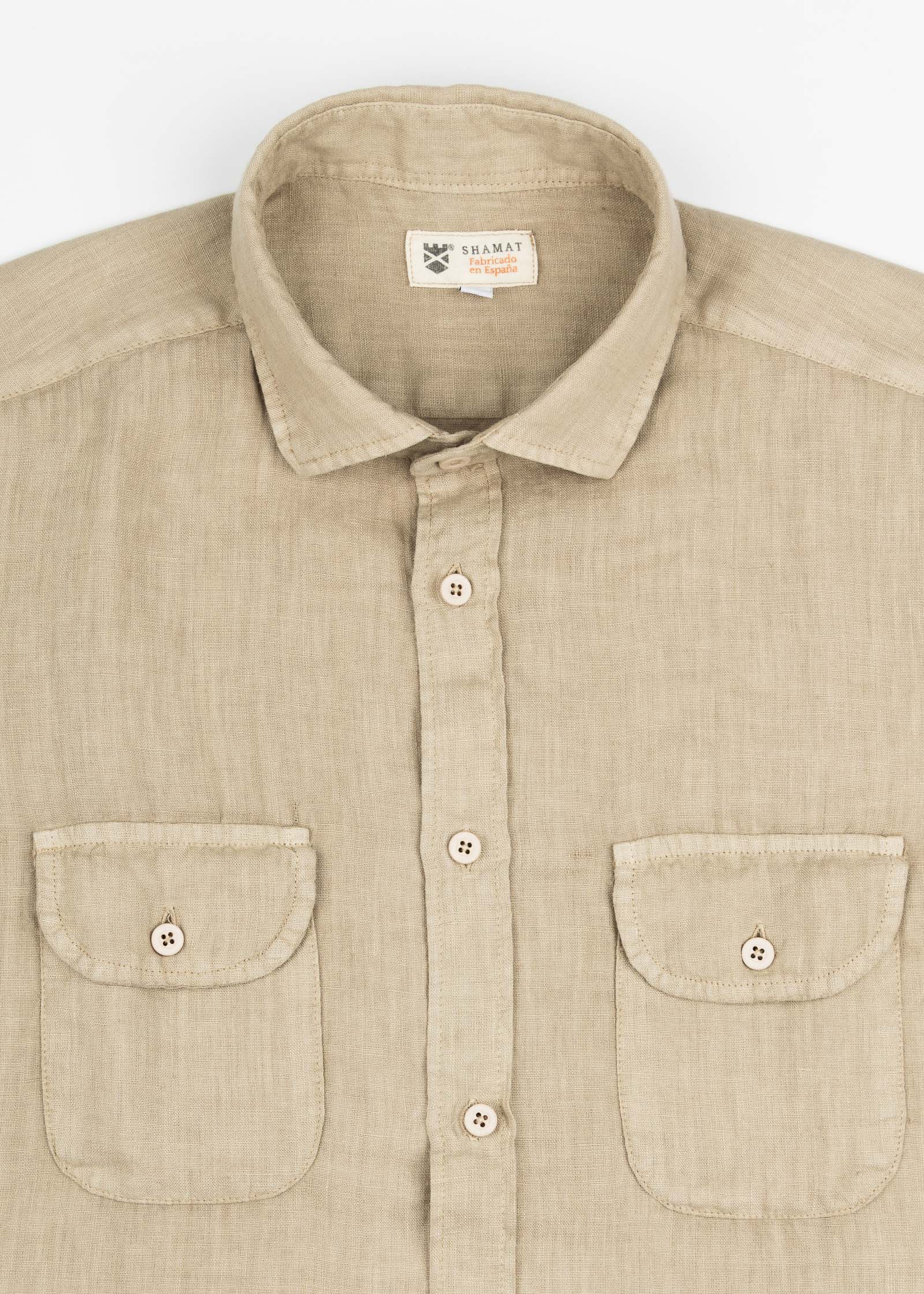 CAMISA LINO BOLSILLOS M/CORTA