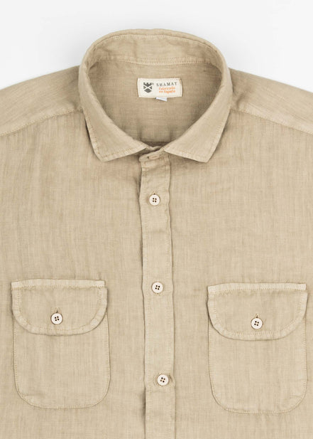 CAMISA LINO BOLSILLOS M/CORTA