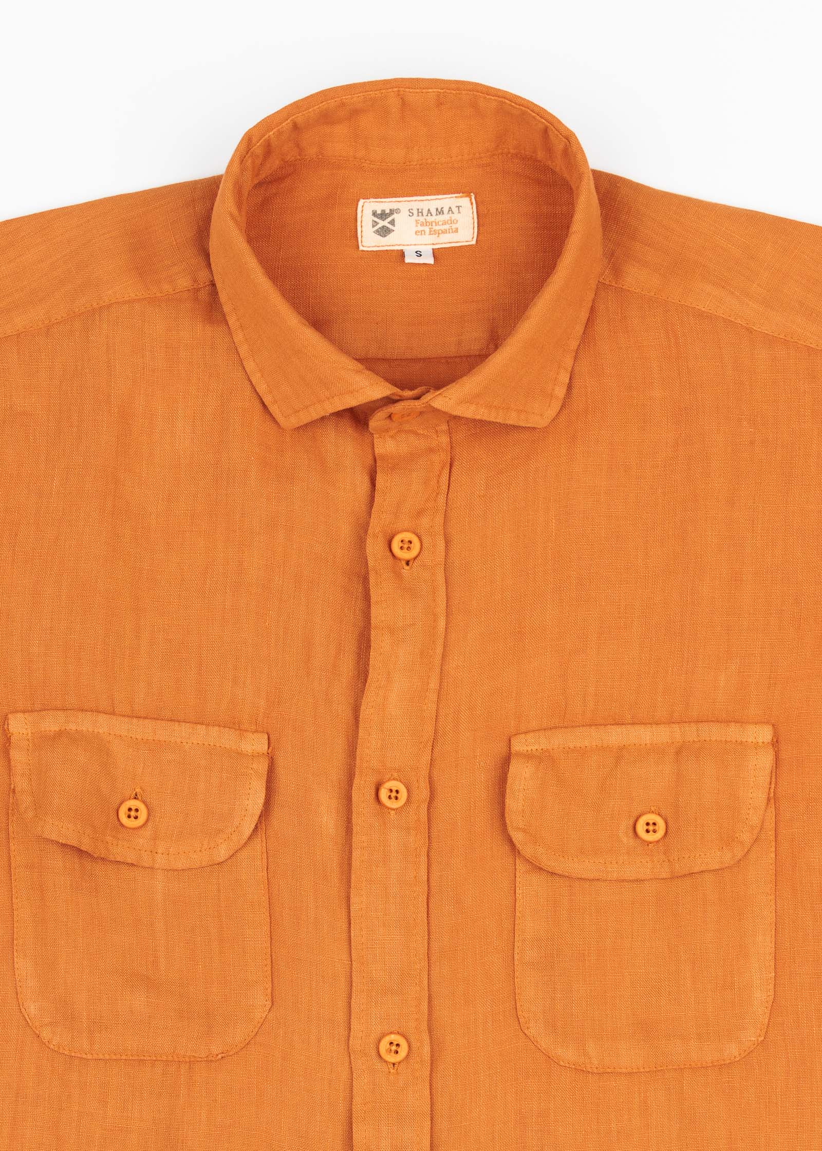 CAMISA LINO BOLSILLOS M/CORTA