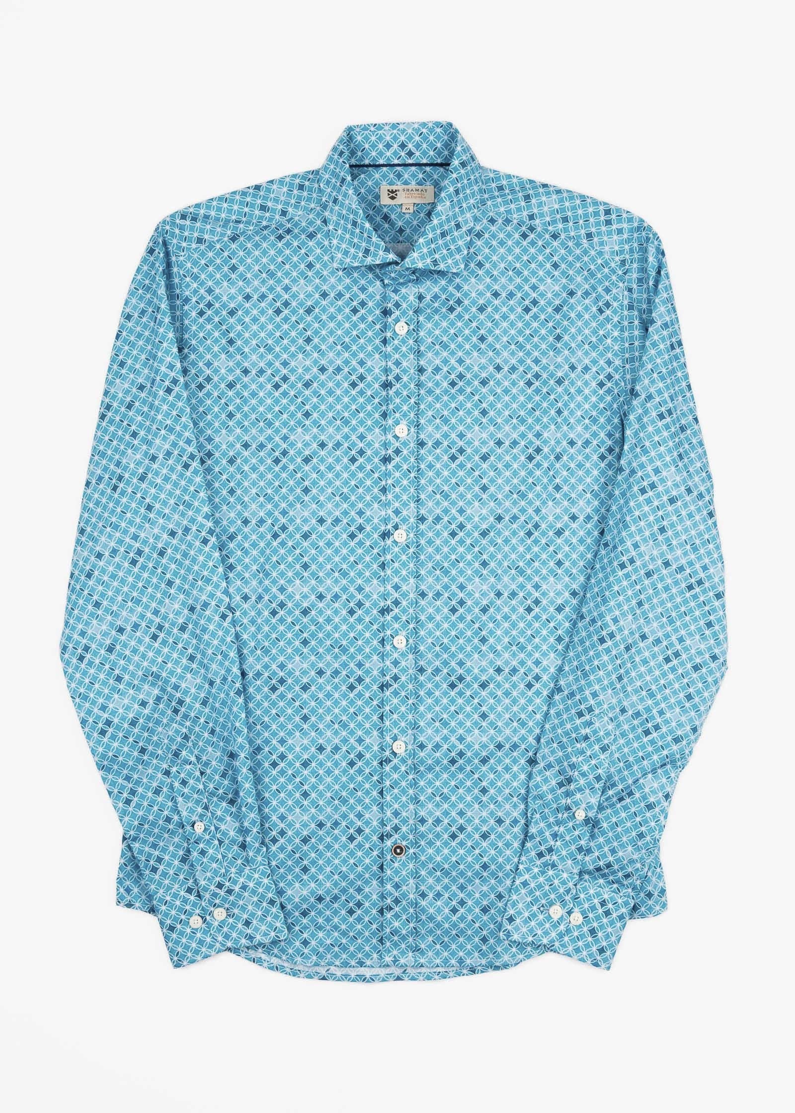 CAMISA ML ALG/ORG DENIM CIRCLES