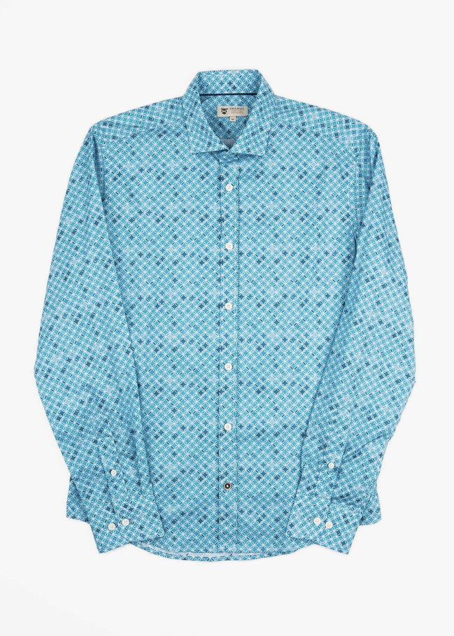 CAMISA ML ALG/ORG DENIM CIRCLES