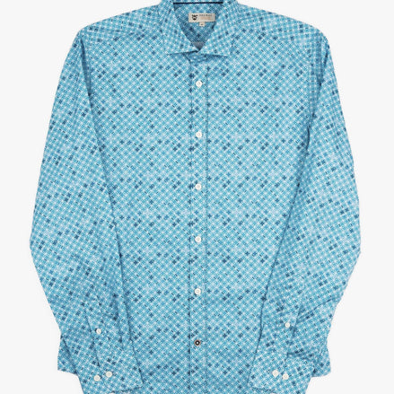 CAMISA ML ALG/ORG DENIM CIRCLES