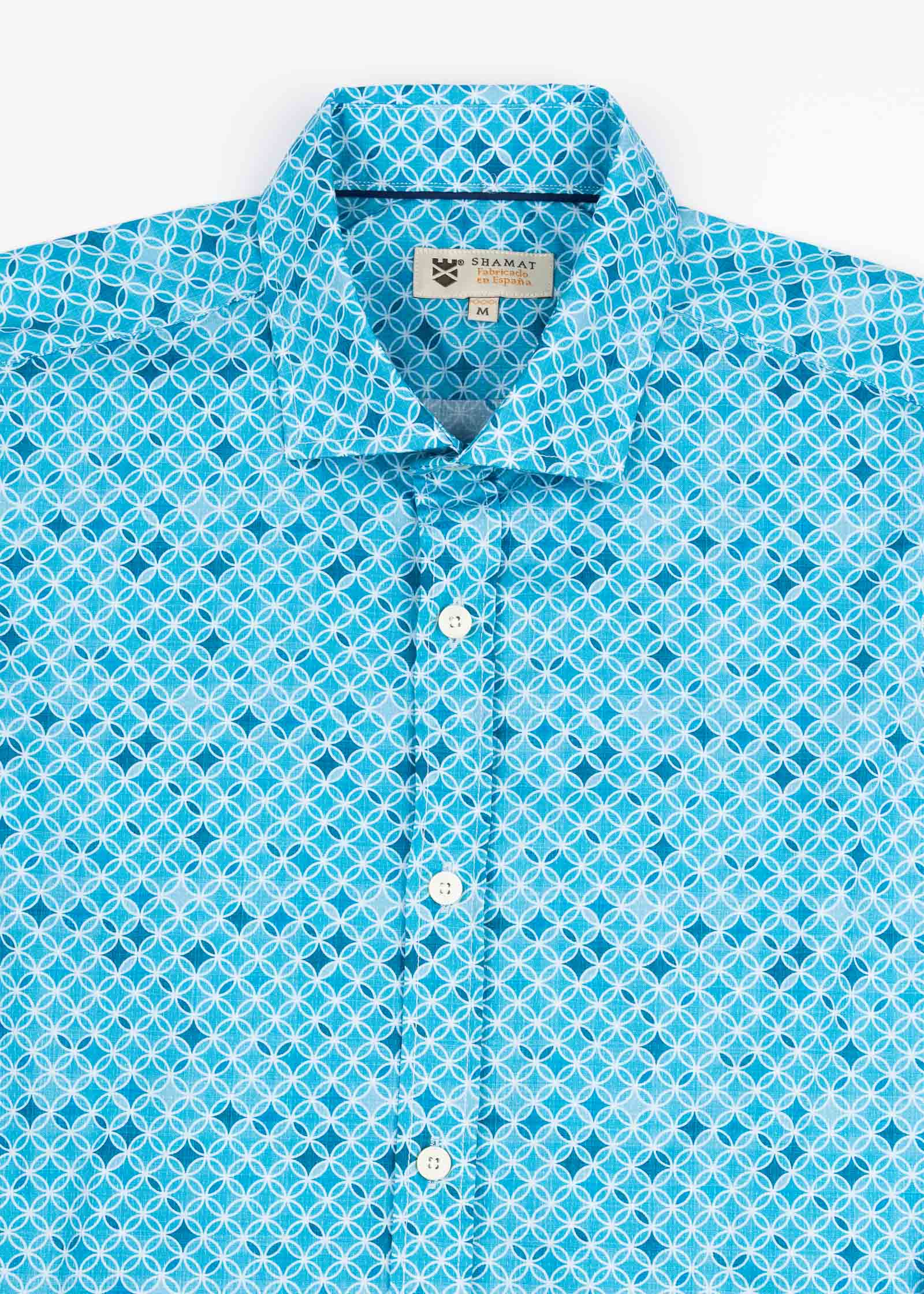CAMISA ML ALG/ORG DENIM CIRCLES