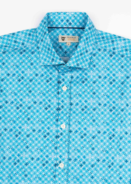 CAMISA ML ALG/ORG DENIM CIRCLES