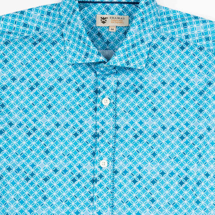 CAMISA ML ALG/ORG DENIM CIRCLES