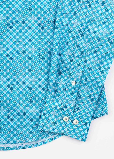 CAMISA ML ALG/ORG DENIM CIRCLES