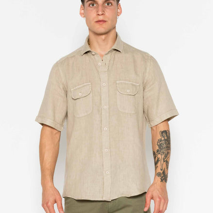 CAMISA MC LINO CON BOLSILLOS