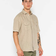 CAMISA MC LINO CON BOLSILLOS