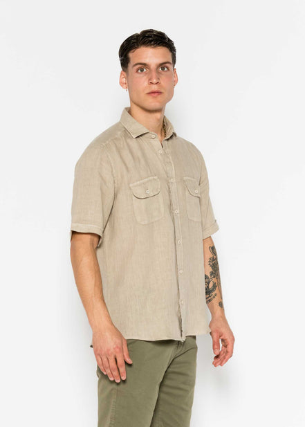 CAMISA MC LINO CON BOLSILLOS