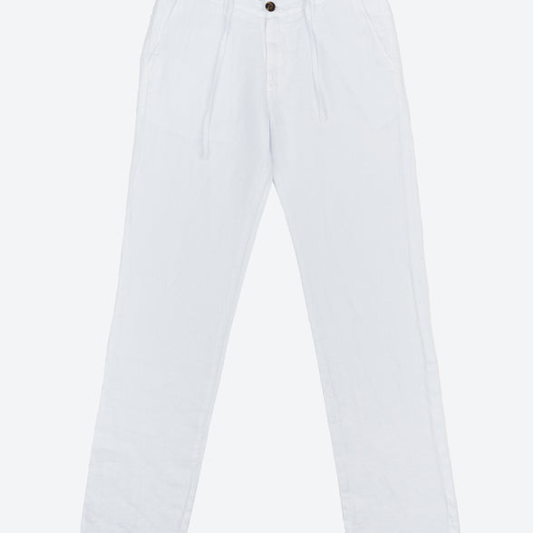 Pantalón de lino 100% con bolsillo parche para hombre
