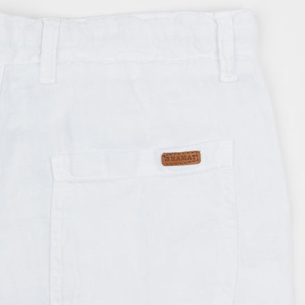Pantalón de lino 100% con bolsillo parche para hombre