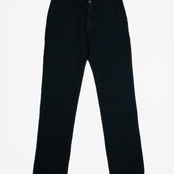 Pantalón de lino 100% con bolsillo parche para hombre