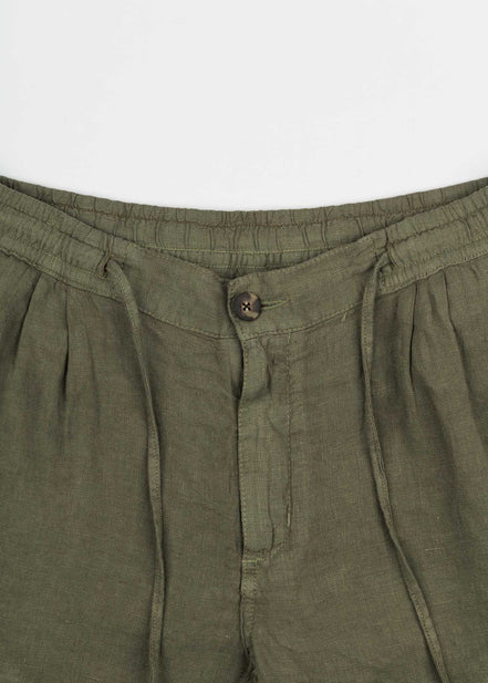 BERMUDA DE LINO CON PINZAS