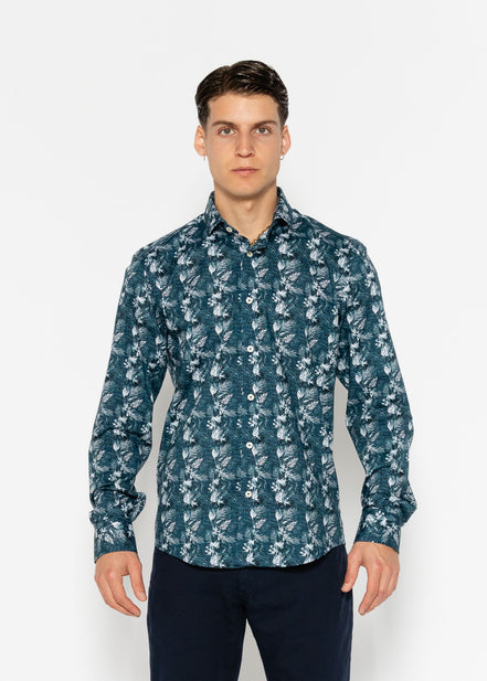CAMISA ESTAMPADA ELASTÁN CIANOTIPO