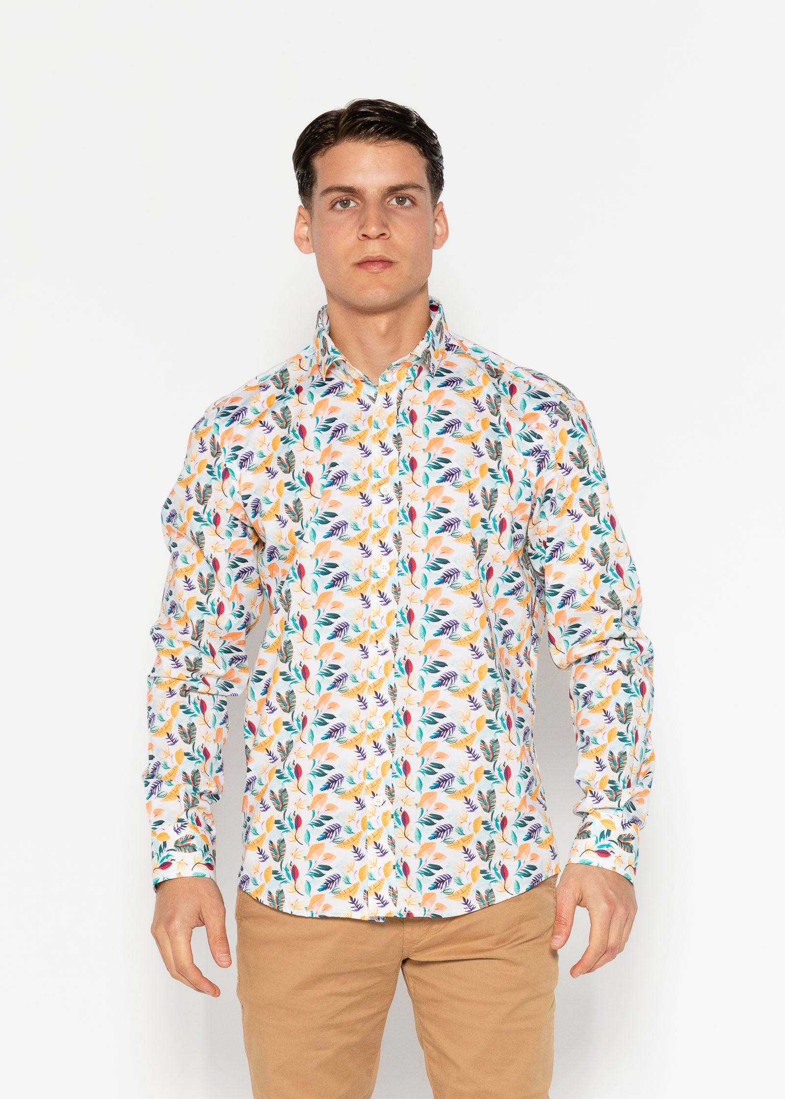 CAMISA ESTAMPADA ELASTÁN PAPAYA