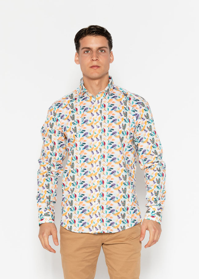 CAMISA ESTAMPADA ELASTÁN PAPAYA