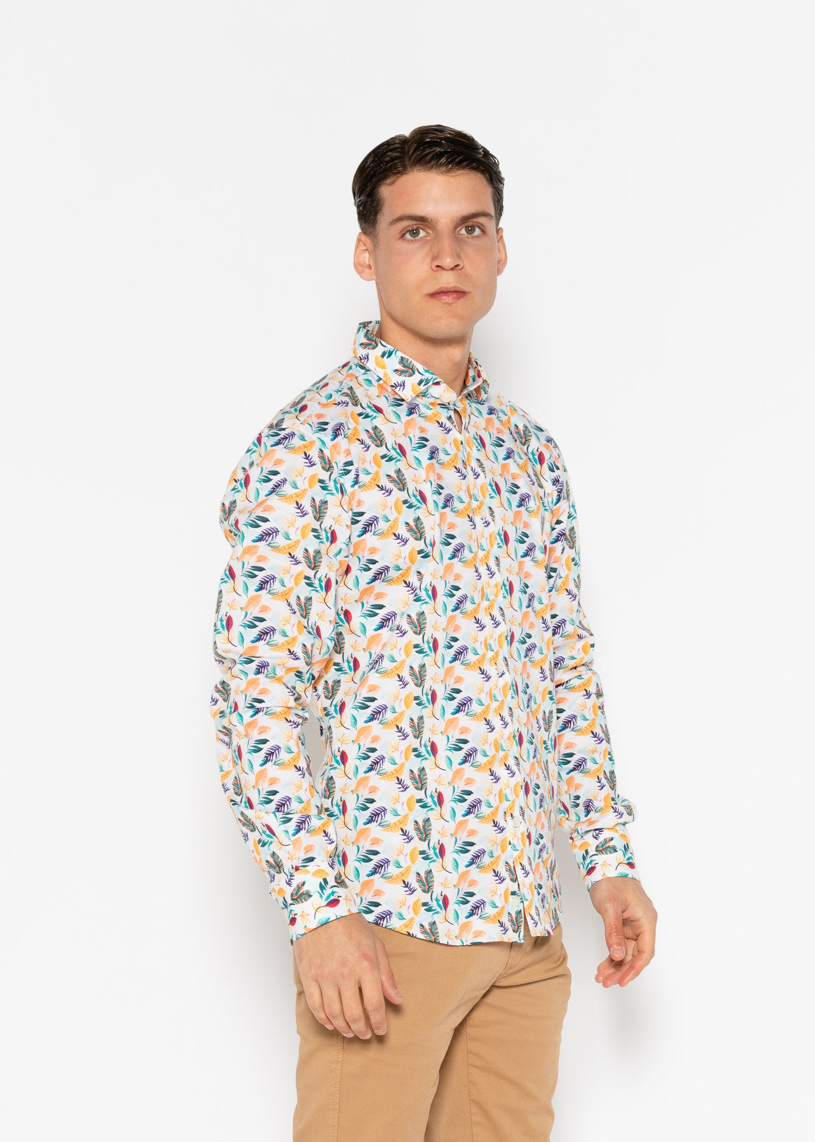 CAMISA ESTAMPADA ELASTÁN PAPAYA