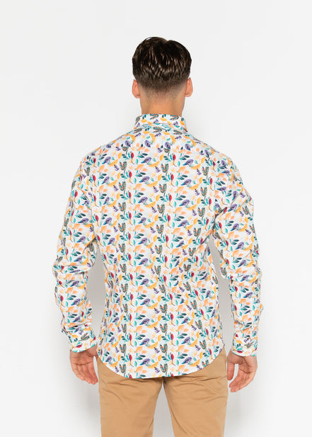 CAMISA ESTAMPADA ELASTÁN PAPAYA