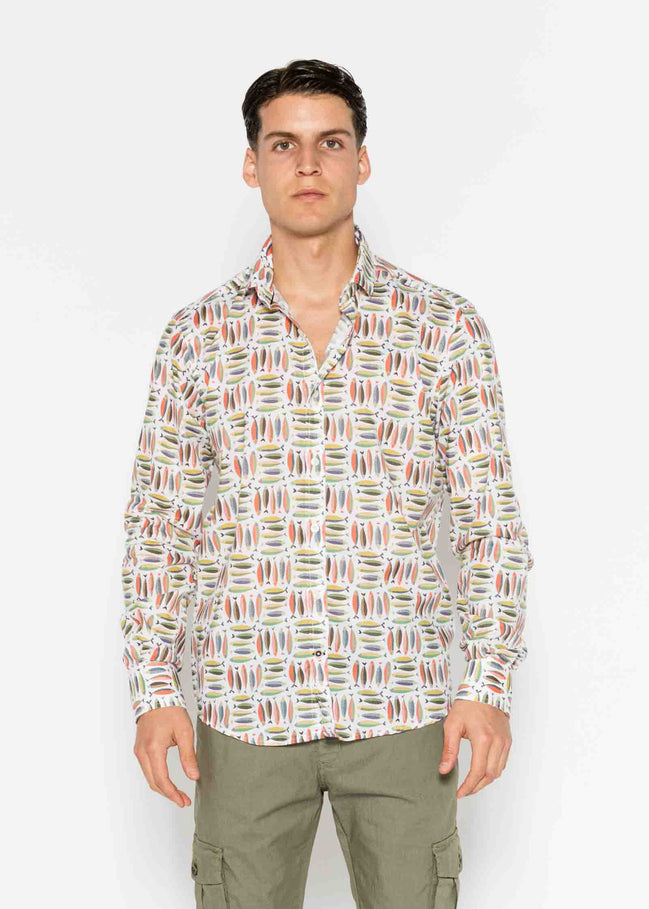 CAMISA M/L ESTAMPADA ELASTÁN SARDINES