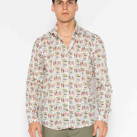 CAMISA M/L ESTAMPADA ELASTÁN SARDINES