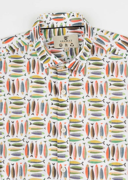 CAMISA M/L ESTAMPADA ELASTÁN SARDINES