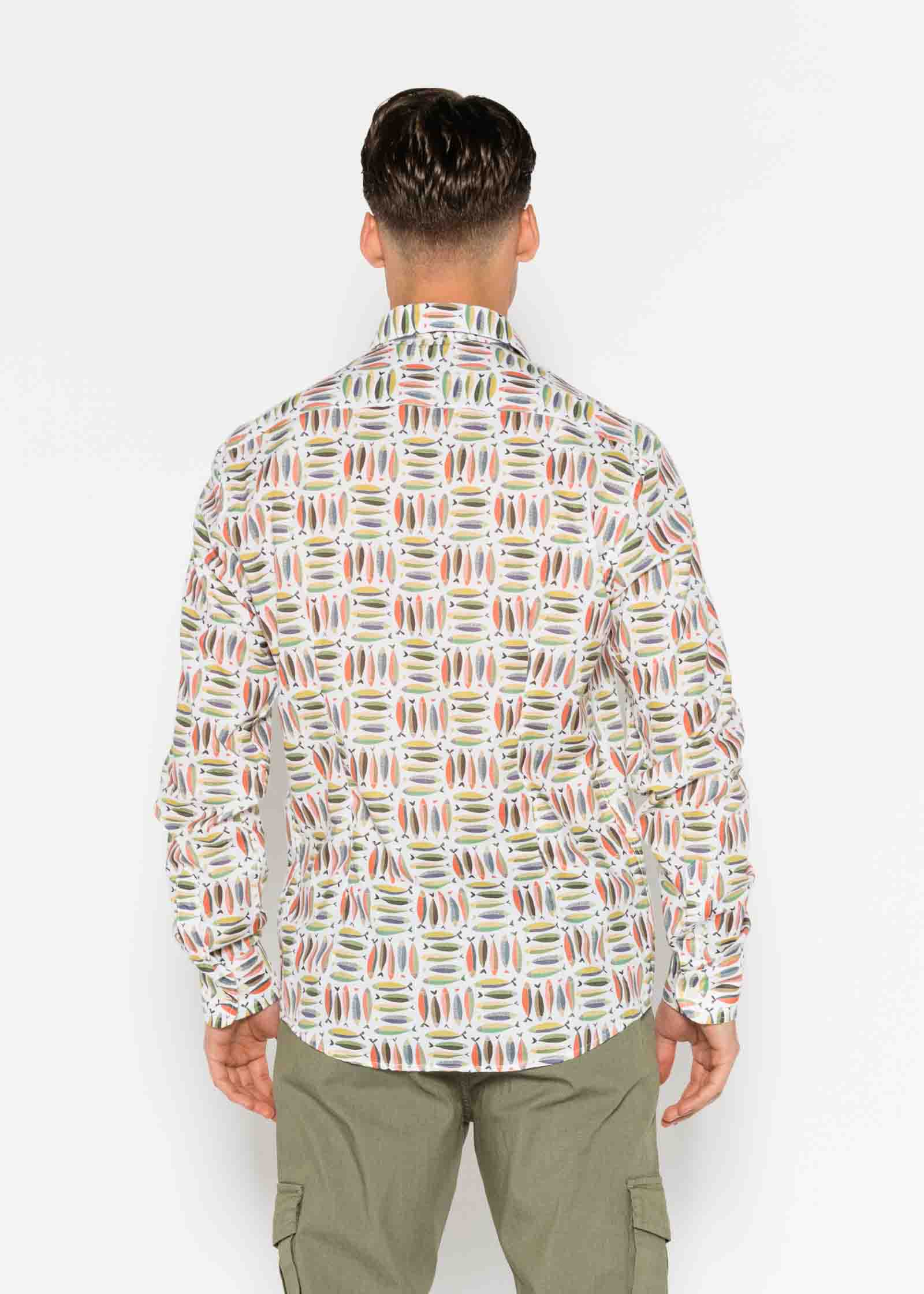 CAMISA M/L ESTAMPADA ELASTÁN SARDINES