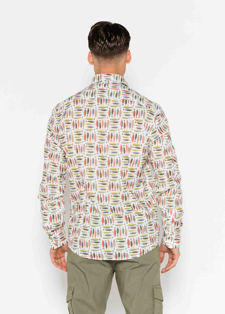 CAMISA M/L ESTAMPADA ELASTÁN SARDINES