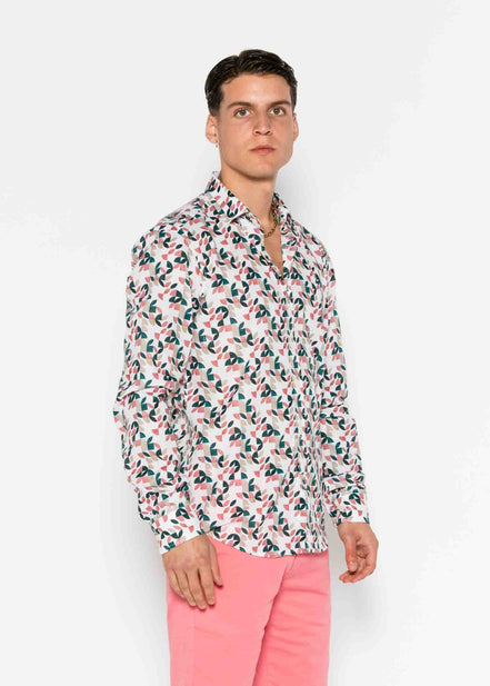CAMISA M/L ESTAMPADA ELASTÁN GEOMETRIC