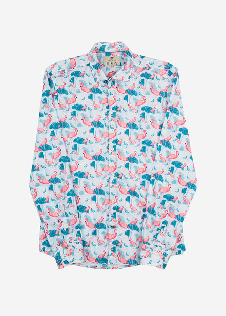 CAMISA M/L ESTAMPADA VOILÈ FLAMINGO