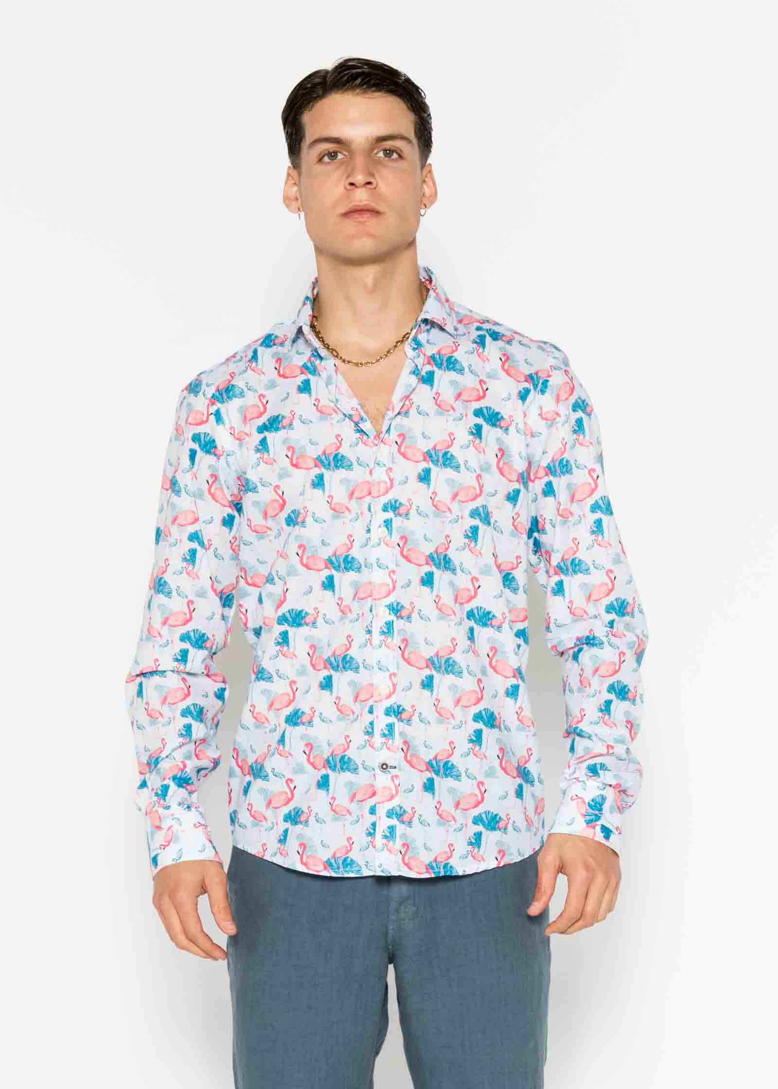 CAMISA M/L ESTAMPADA VOILÈ FLAMINGO