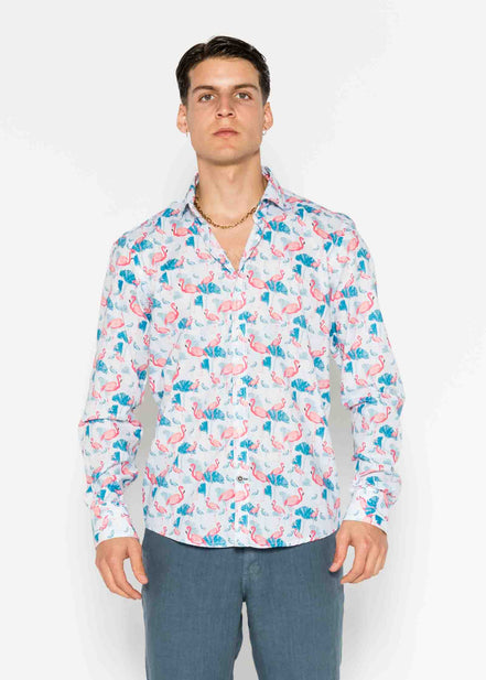 CAMISA M/L ESTAMPADA VOILÈ FLAMINGO