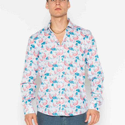 CAMISA M/L ESTAMPADA VOILÈ FLAMINGO