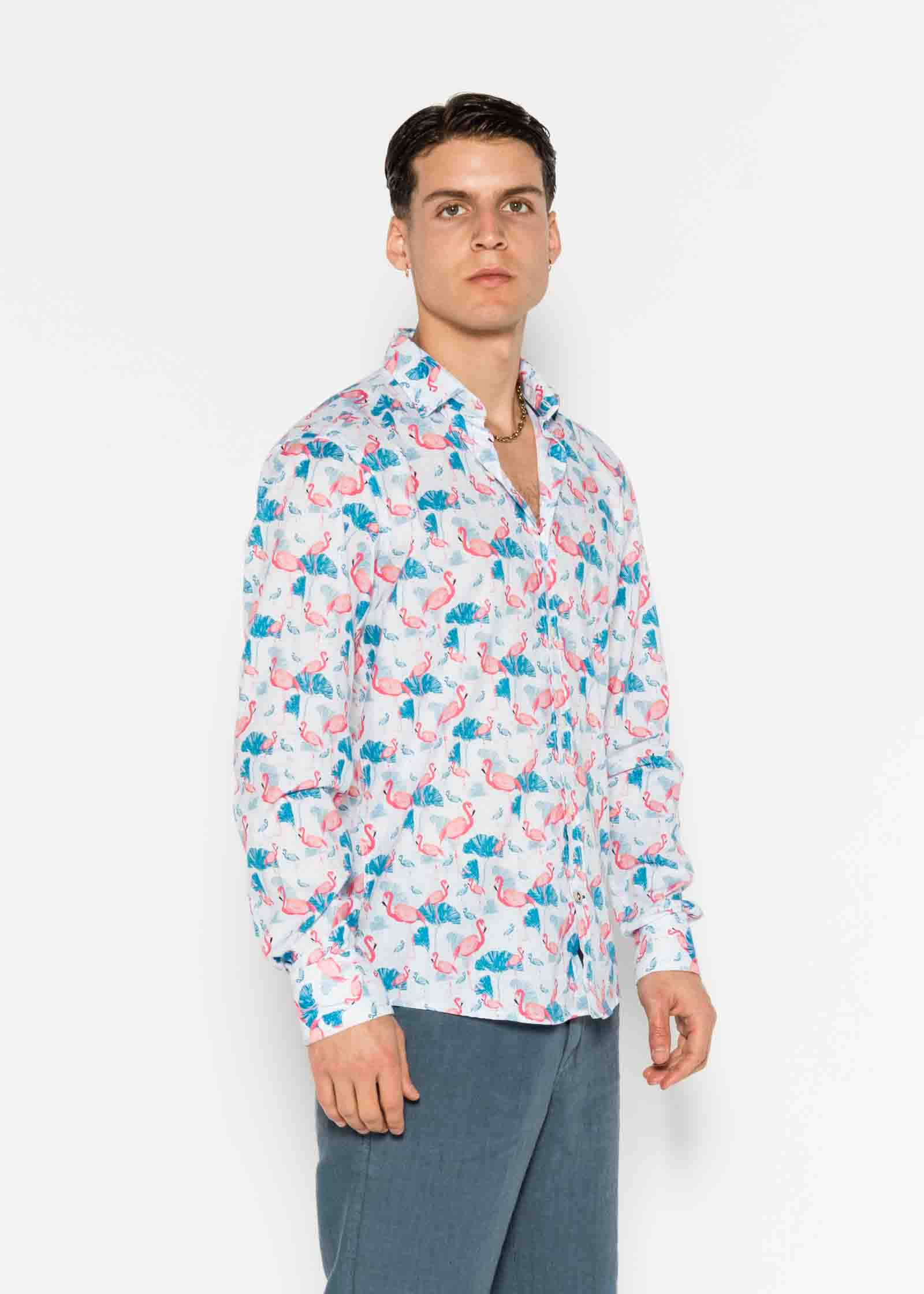 CAMISA M/L ESTAMPADA VOILÈ FLAMINGO