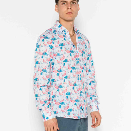 CAMISA M/L ESTAMPADA VOILÈ FLAMINGO