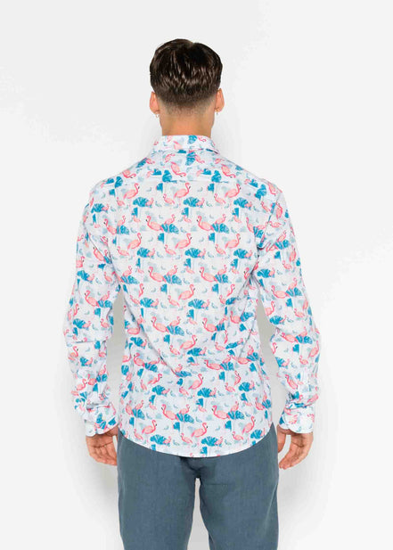 CAMISA M/L ESTAMPADA VOILÈ FLAMINGO