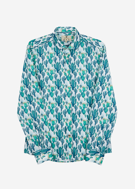CAMISA M/L ESTAMPADA ELASTÁN CACTUS