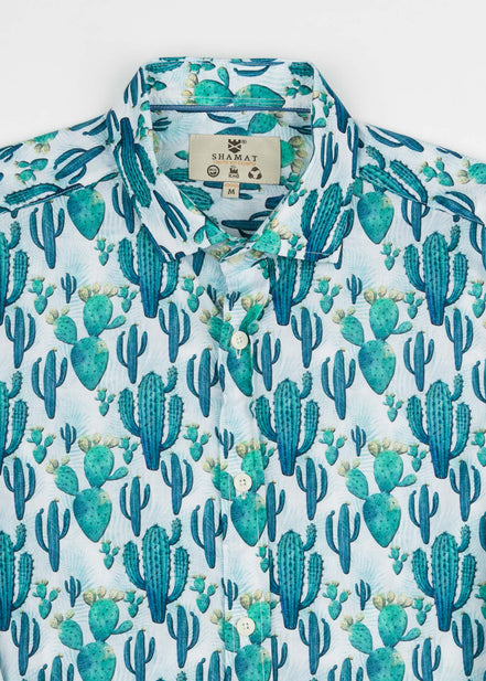 CAMISA M/L ESTAMPADA ELASTÁN CACTUS