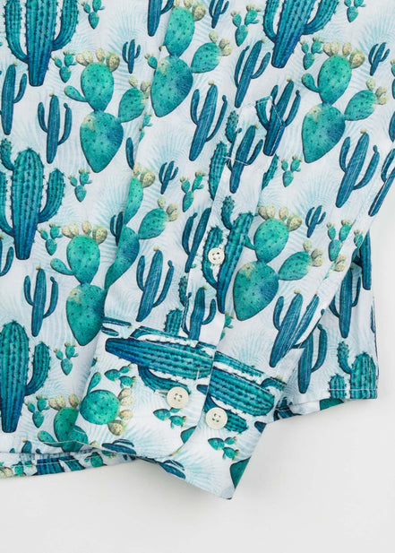 CAMISA M/L ESTAMPADA ELASTÁN CACTUS