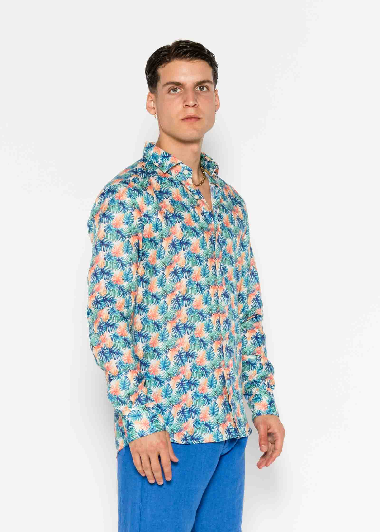 CAMISA M/L ESTAMPADA LINO