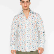 CAMISA M/L ESTAMPADA LINO CORAL
