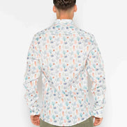 CAMISA M/L ESTAMPADA LINO CORAL