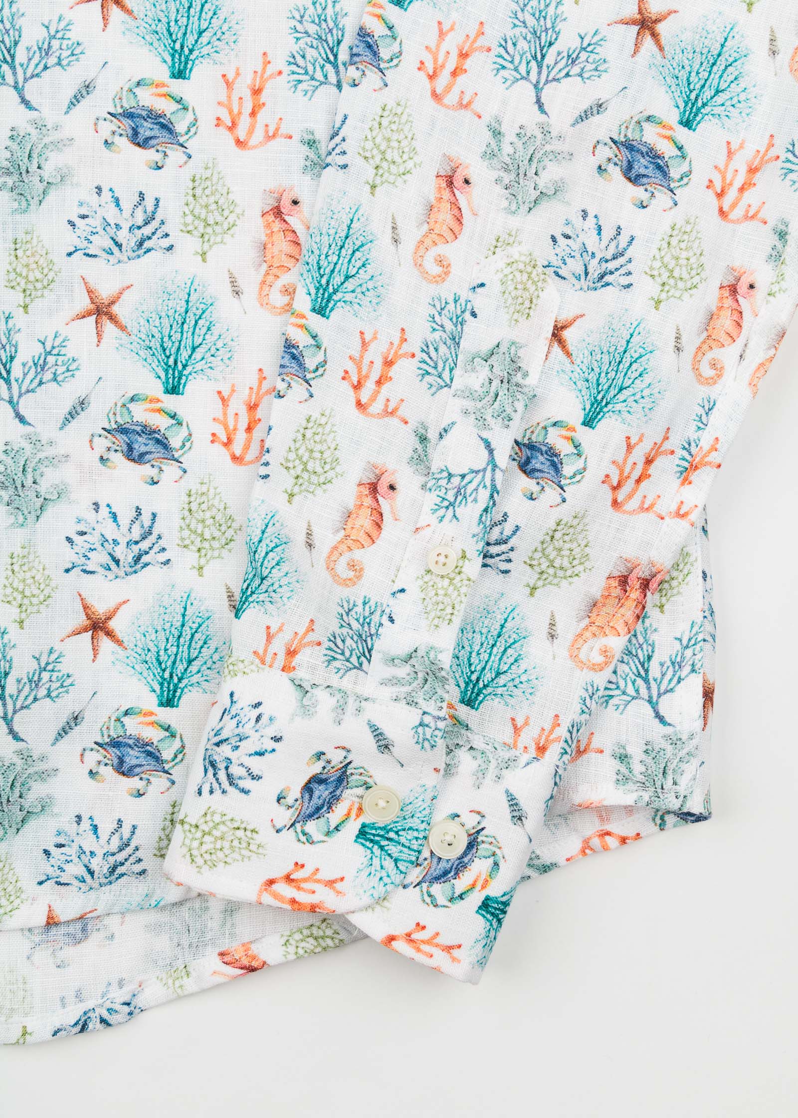 CAMISA M/L ESTAMPADA LINO CORAL