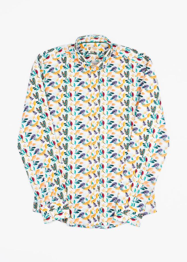 CAMISA ESTAMPADA ELASTÁN PAPAYA