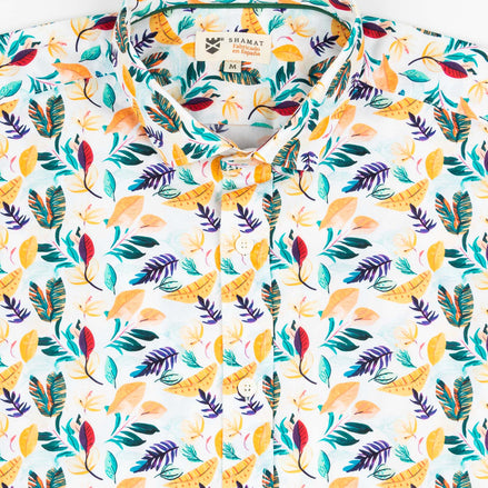 CAMISA ESTAMPADA ELASTÁN PAPAYA