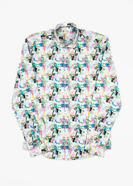 CAMISA ESTAMPADA ELASTÁN TROPICAL