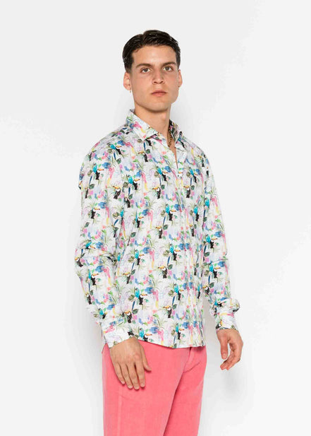 CAMISA ESTAMPADA ELASTÁN TROPICAL